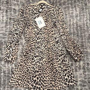 Maje Leopard Print Long Sleeve Dress